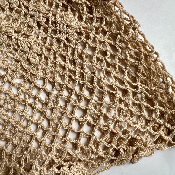 Style Crochet Top 3/4 Sleeves Ecru Beige Size Small See Through Countrycore - Picture 6 of 6